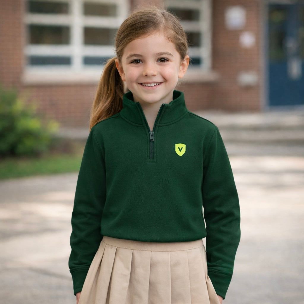 Crewneck 1/4 zip - Vert Forêt