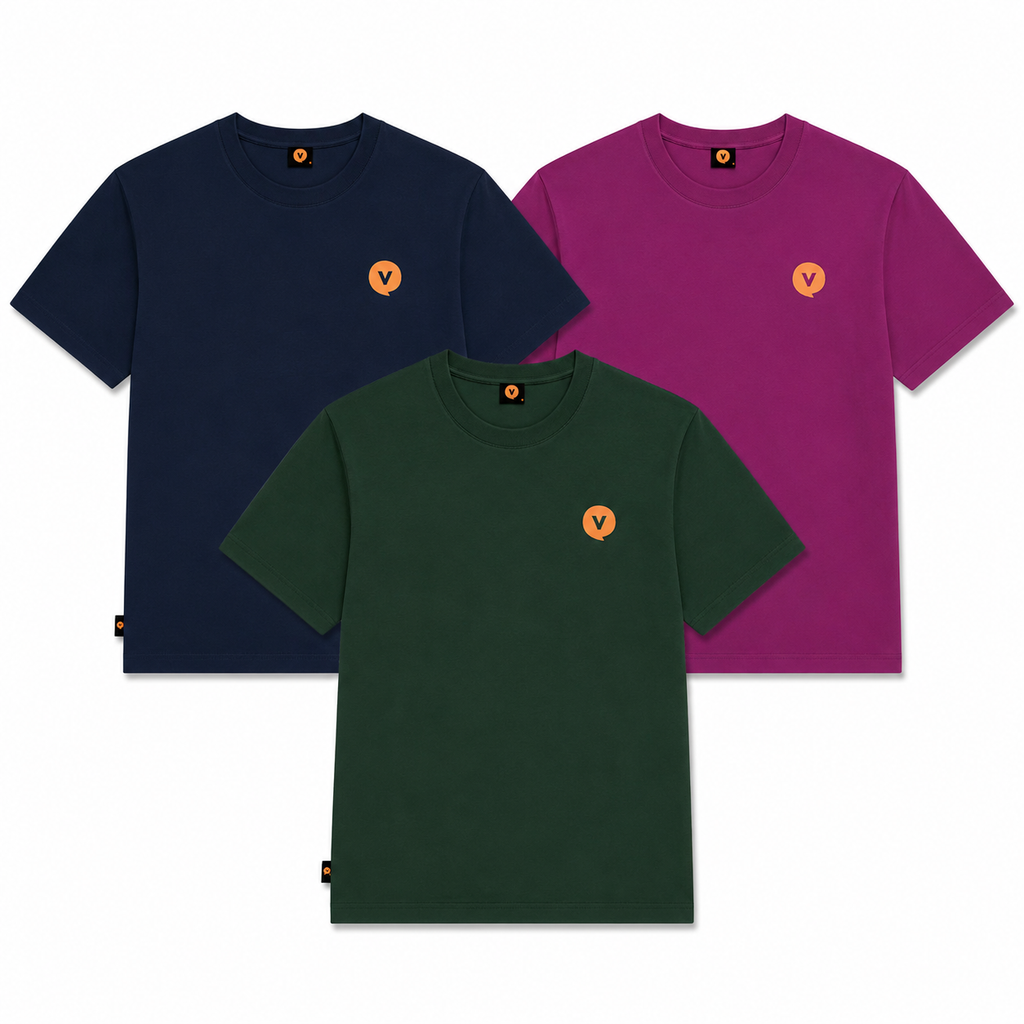 Lot de 3 T-Shirts - Mauve, Marine & Vert Forêt