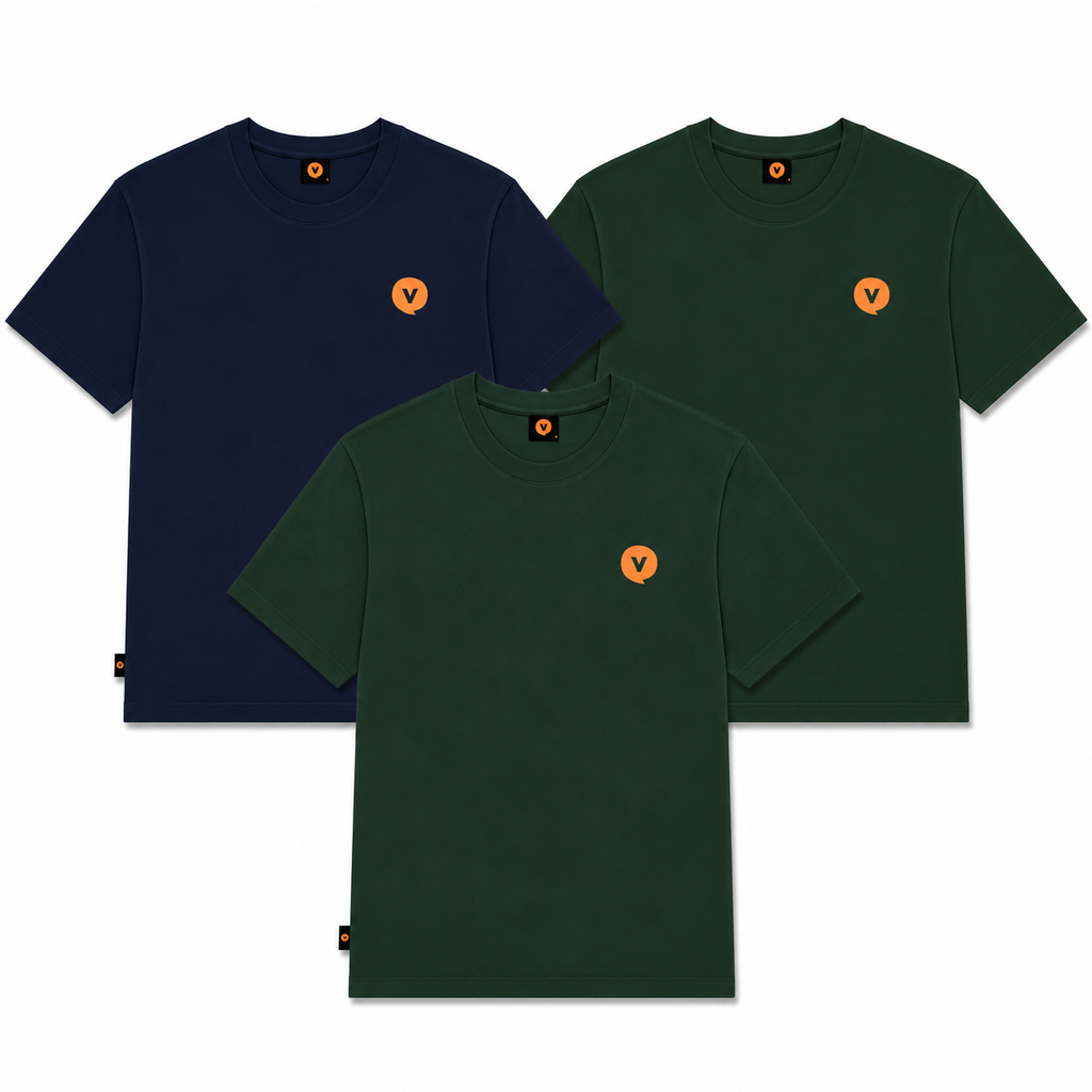 Lot de 3 T-Shirts - 2 Vert Forêt & Marine
